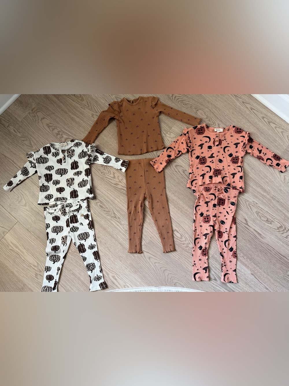 Toddler Girl Halloween 🎃 Thanksgiving 🍁 Autumn Ribbed Outfits -Bundle of 3
